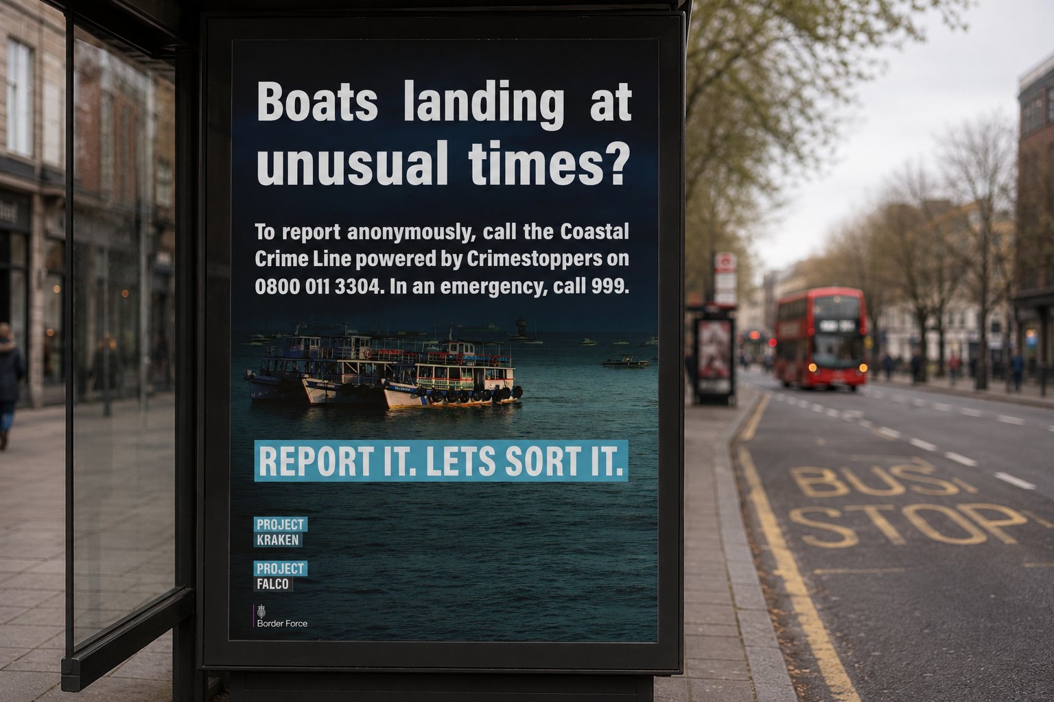 Border Force poster on bus shelter billboard