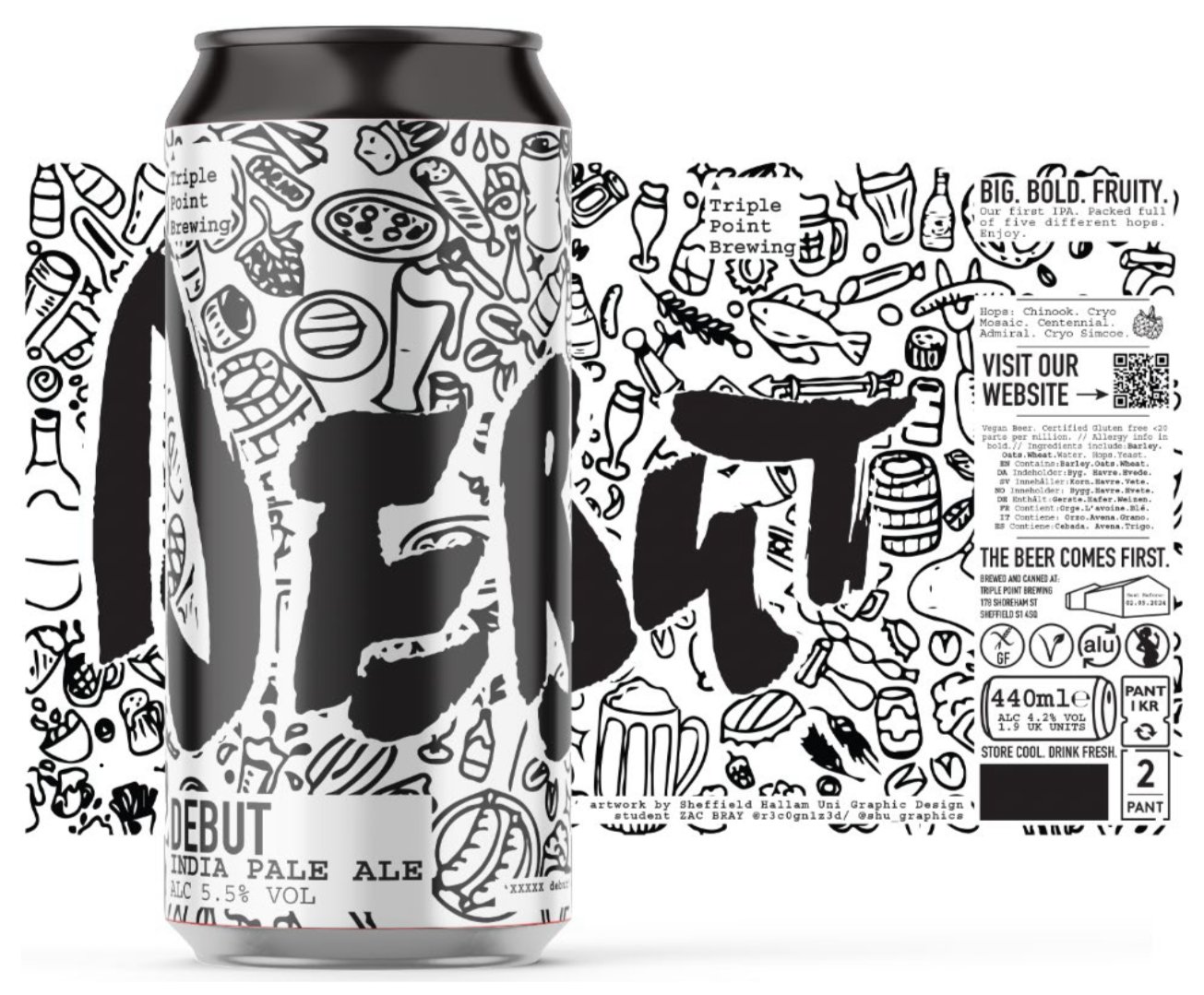 Triple Point Brewing Debut IPA can design